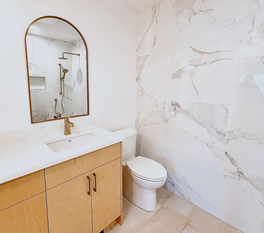 A beautifully completed bathroom renovation created in part by Kamloops plumbers